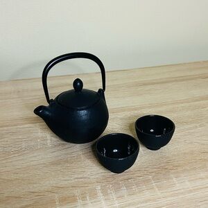 Japanese Black Cast Iron Teapot Set